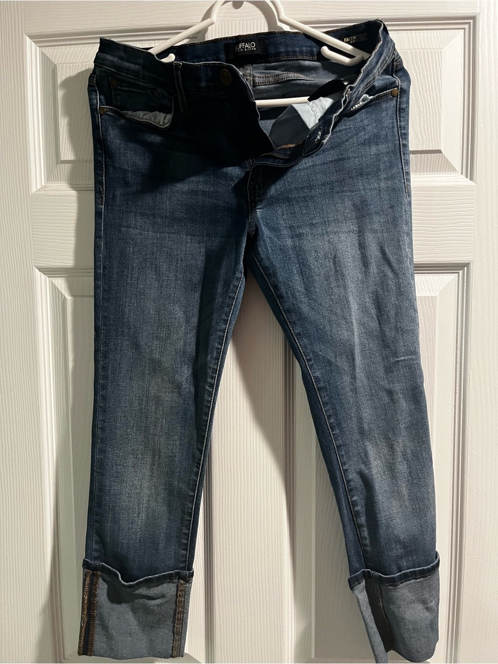 Buffalo David Bitton Dark Blue Cropped Roll-Cuff Jeans